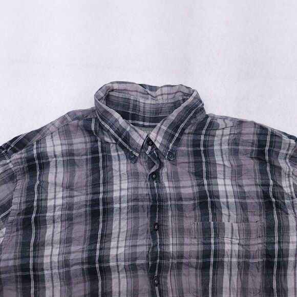 Merona Madras Flannel Button Up Casual Shirt Mens Size Extra Large XL Gray - Picture 1 of 10